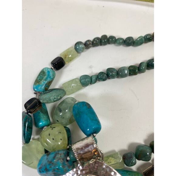 Barse Sterling Large Turquoise Pendant with Beaded Necklace- 18" - Picture 6 of 8